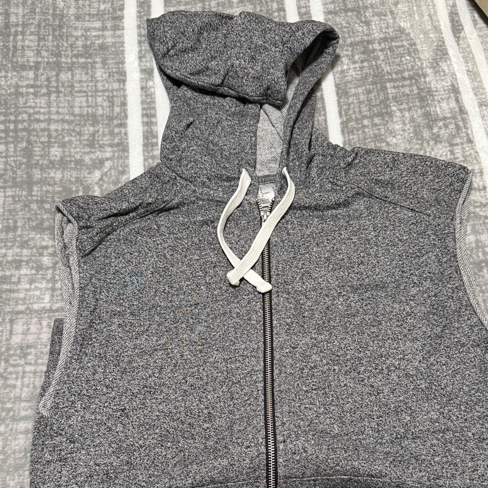 Gray Sleeveless Hoodie Vest